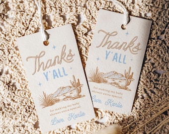 Editable Cowboy Baby Shower Favor Tags, Digital Western Baby Shower, Western Baby Shower Favors, Wild West Baby Shower, Western Tags