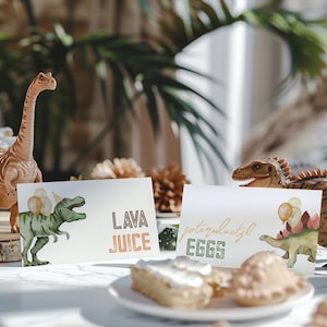 Gevouwen dinosaurusvoedseltentkaarten, bewerkbare dinosaurusvoedseltentkaarten, T-Rex-feesteten, T-Rex-voedseltentkaarten, dinosaurusverjaardag jongen, dinosaurus