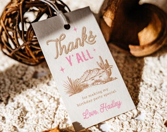 Cowgirl Birthday Favor Tags, Cowgirl Party Thank You Tags, Cowgirl Birthday Tags, Girl's Western Birthday Favors, Girl's Western Party