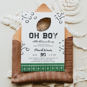 Football Baby Shower Invitation, Digital Football Baby Shower Invite, Football Invitations, Watercolor Football Invitation, Football Shower