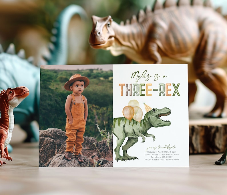 Three-Rex Birthday Bundle, Dinosaur Birthday Bundle, Printable Dinosaur Bundle, Printable Three-Rex Party Bundle, Dinosaur Birthday Bundle image 7