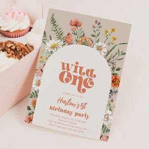 Wildflower Birthday Party Invitation, Girl's Wildflower Invitation, Digital Wildflower Birthday Invitation, Watercolor Wildflower Invitation