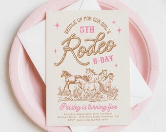 Girl's Horse Birthday Invitation, Girl's Rodeo Birthday Invitation, Girl's Western Invitation, Girl's Horse Birthday, Cowgirl Birthday