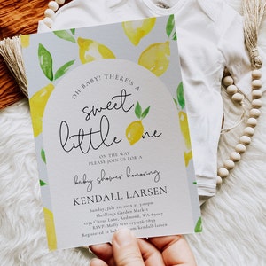 Lemon Baby Shower Invitation, Digital Lemon Shower Invitation, Sweet Little One Shower Invitation, Citrus Baby Shower Invitation, Lemon Baby