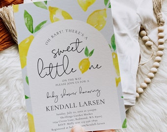 Lemon Baby Shower Invitation, Digital Lemon Shower Invitation, Sweet Little One Shower Invitation, Citrus Baby Shower Invitation, Lemon Baby