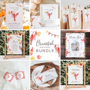 Crawfish Birthday Bundle, Crawfish Party Bundle, Crawfish Birthday Invitation, Crawfish Decor, Crawfish Party Signs, Editable Crawfish Party