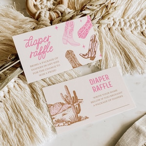 Cowgirl-Baby-Dusche-Windel-Verlosungskarten, Mädchen-Western-Baby-Dusche-Windel-Verlosung, Cowgirl-Windel-Verlosung, Western-Windel-Verlosungskarten