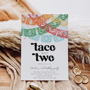 Taco 'Bout Two Fiesta Invitation, Taco Two Birthday Invitation, Digital Taco Birthday, Fiesta 2nd Birthday Invitation, Fiesta Invite