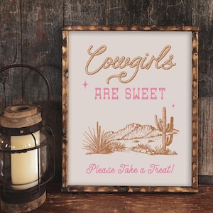 Letrero de 8 x 10 "Las vaqueras son dulces", letrero para fiesta de cumpleaños de vaquera, letrero para baby shower de vaquera, letrero de "Las vaqueras son dulces", letrero digital para fiesta de vaquera