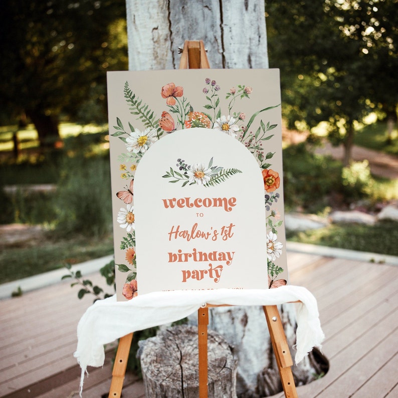 Wildflower Birthday Party Welcome Sign, Wildflower Party Sign, Wildflower Welcome Sign, Digital Wildflower Welcome Sign, Wildflower Party image 5