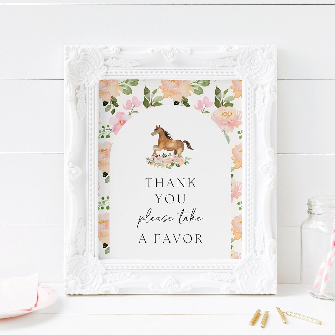8x10 Horse Thank You Favor Sign, Horse Party Favor Sign, Horse Birthday ...