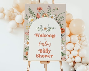 Znak powitalny Wildflower Baby Shower, Znak powitalny Baby in Bloom, Znak powitalny Wildflower, Baby shower Wildflower, Cyfrowy znak powitalny Wildflower
