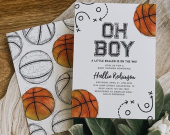 Basketball Baby Shower Invitation, Digital Basketball Shower Invitation, Digital Basketball Baby Shower, Sports Baby Shower Invitation