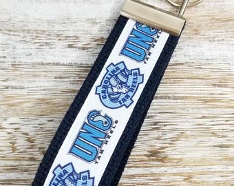 UNC Tarheels Key Fob on Navy Webbing