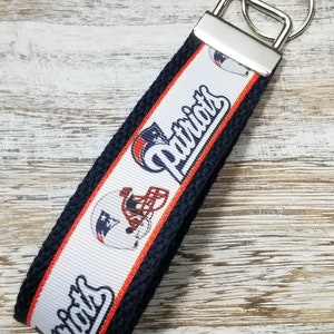 New England Patriots Key Fob on Navy Webbing