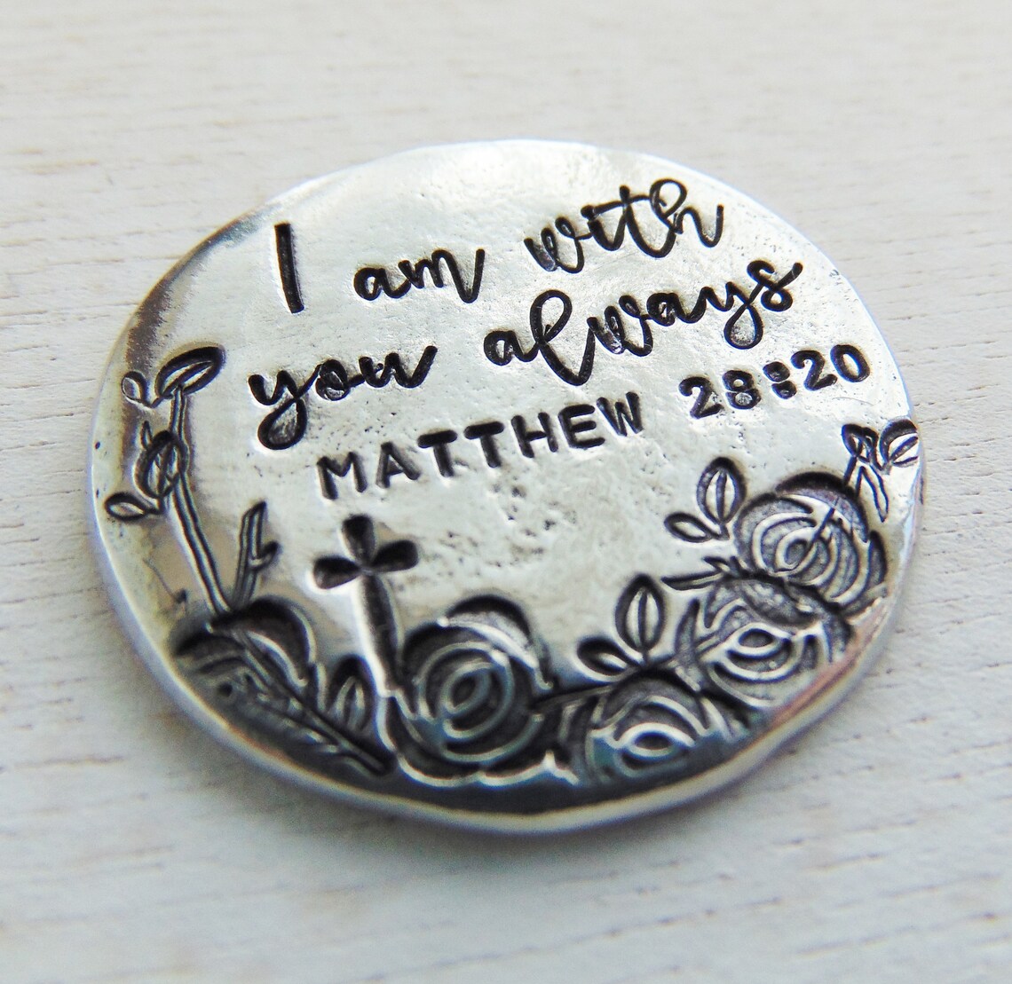 Pocket Coin Religious Coin I am with you always Matthew Etsy