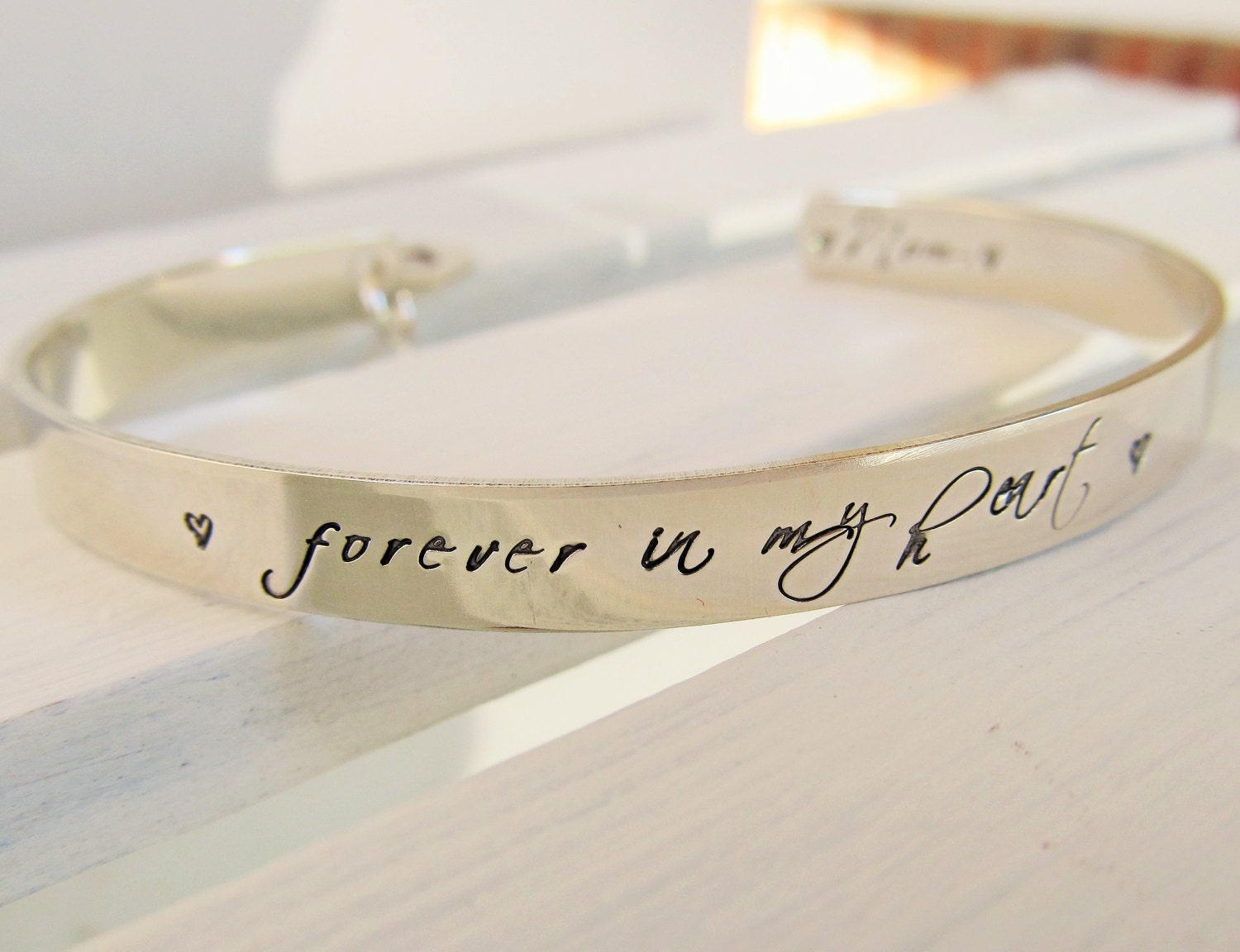 Memorial Bracelet Sterling Silver Cuff Bracelet Personalized Etsy