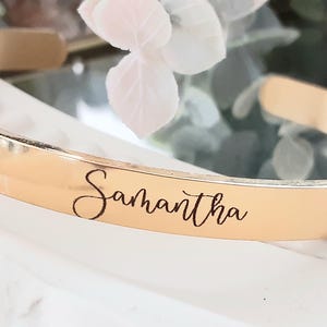Personalized Gold Cuff Bracelet, Engraved Bracelet, Name Cuff for her, Gift for Mom, Mothers Day Gift, Birthday present for Daughter custom