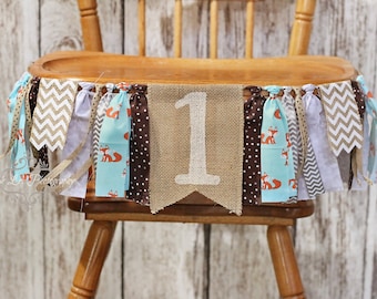 Winter Fox Burlap High Chair Banner, Winter Onederland Wonderland, Woodland Fox High Chair, Fox First Birthday, Winter 1st Birthday Banner