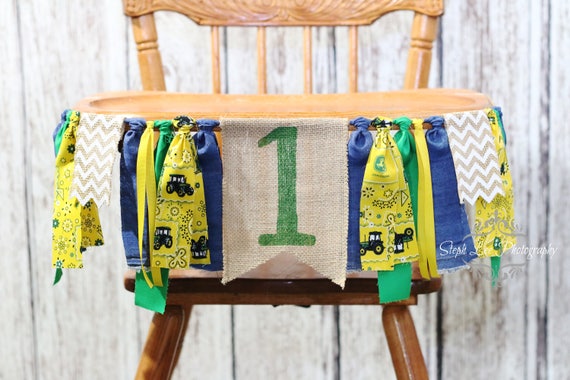John Deere Burlap High Chair Banner John Deere 1st First Etsy