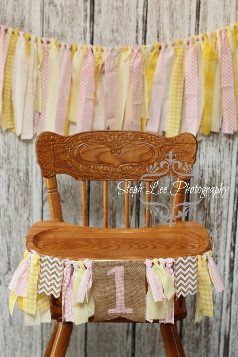 Pink Lemonade Fabric Burlap High Chair Banner Highchair Etsy