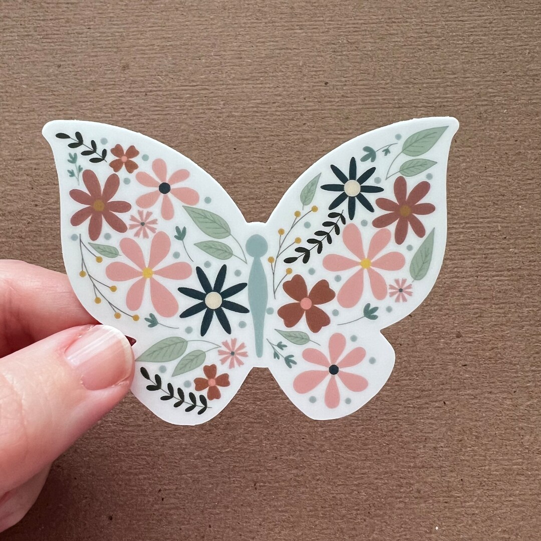Butterfly Vinyl Sticker Floral Butterfly Sticker Etsy