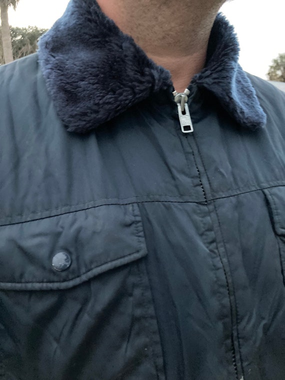 1980s navy blue bomber