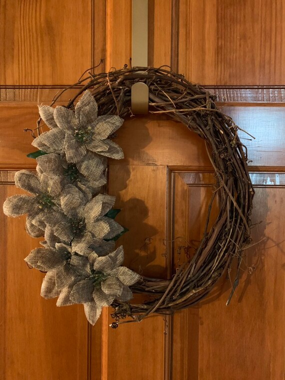 Burlap Floral Wreath Door Hangar Homemade Wreath Country Etsy