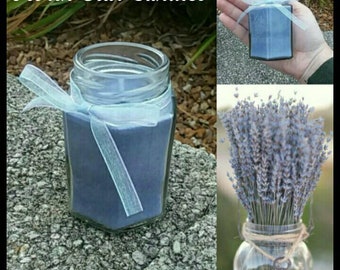 Periwinkle Lavender Vanilla scented homemade candle votive