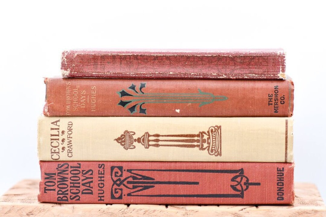 Book Stack, Red Vintage Books for Home Interiors, the Scarlet Letter - Etsy