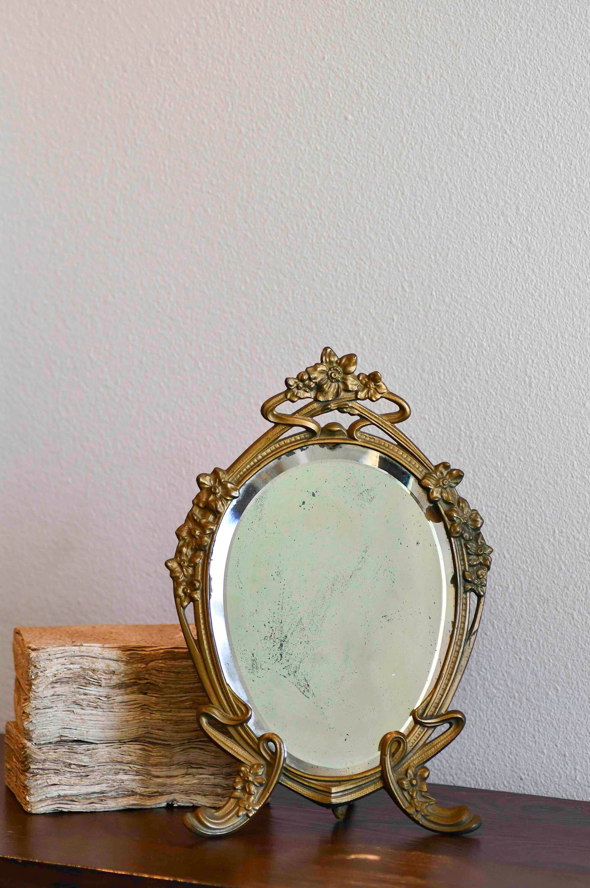 Gold table mirror vintage discount