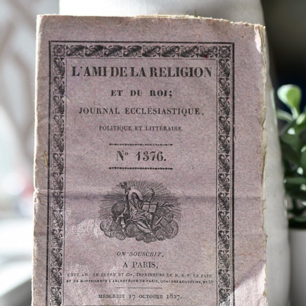 French Paper Pamphlet, L'Ami De La Religion, 1827