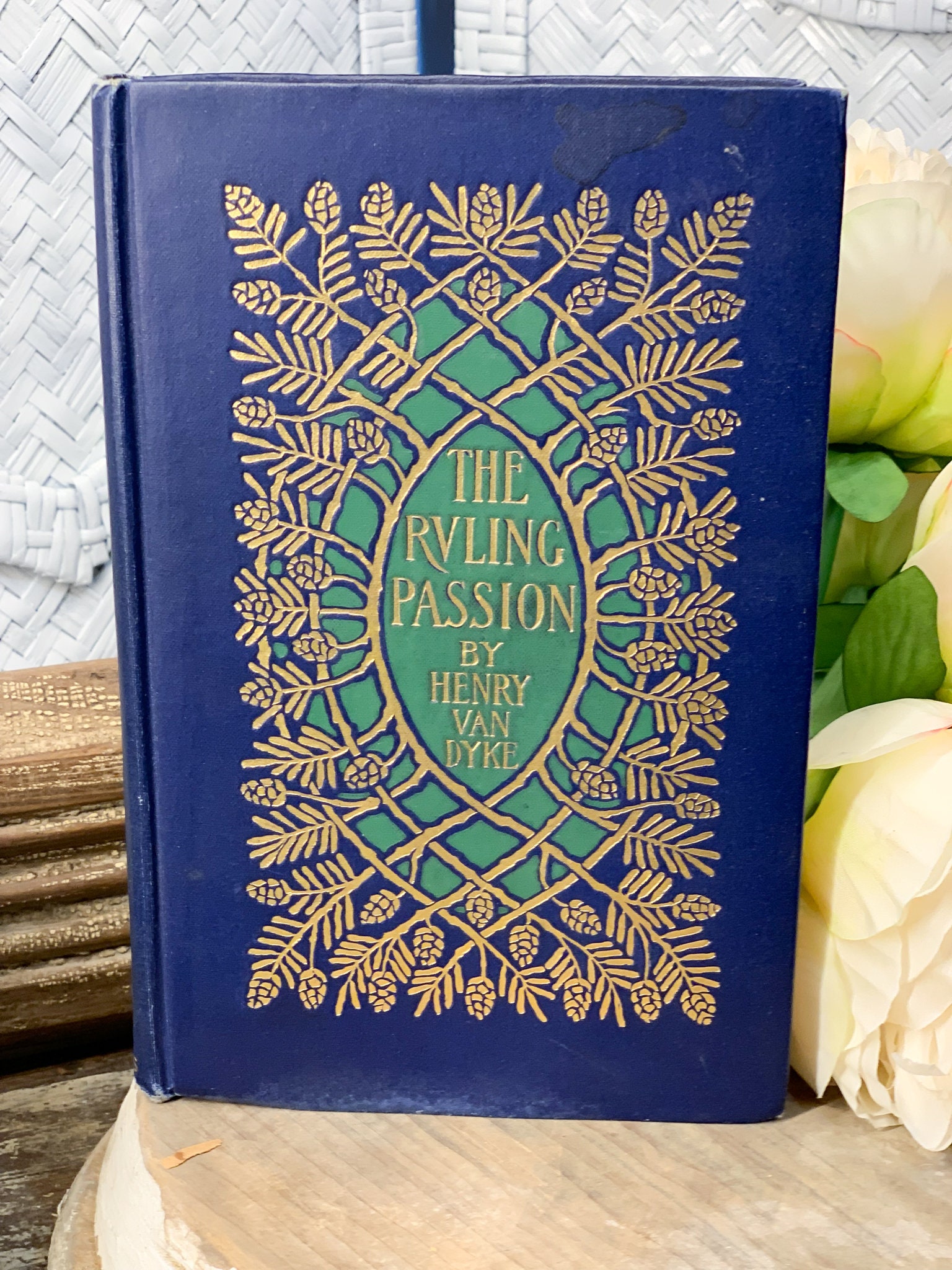 Antique Victorian period literature in blue for the home or Etsy