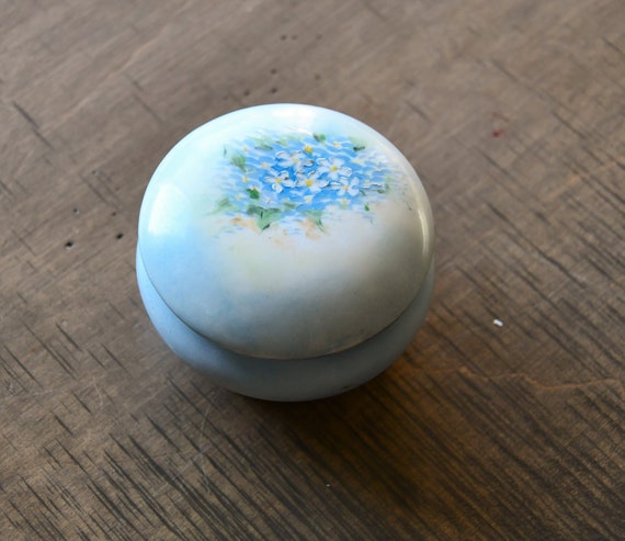 Blue Hand Painted Floral Box, La Seynie, Limoges,… - image 1