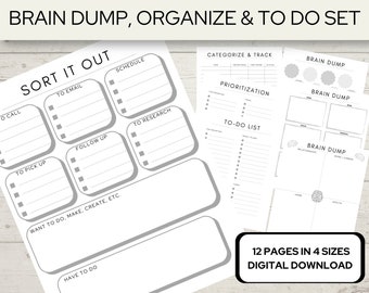 Brain Dump Printable, Prioritization, & To-Do List, ADHD Planner, Anti Anxiety, Thought Organizer, ADHD Brain Dump, Priority Task List