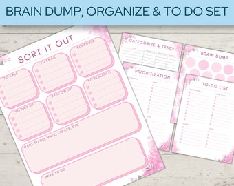 Brain Dump Printable, Prioritization, & To-Do List, ADHD Planner, Anti Anxiety, Thought Organizer, ADHD Brain Dump, Priority Task List