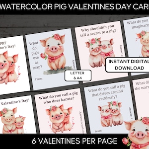 Tarjetas de San Valentín divertidas y adorables con forma de cerdito (tamaño carta y A4)