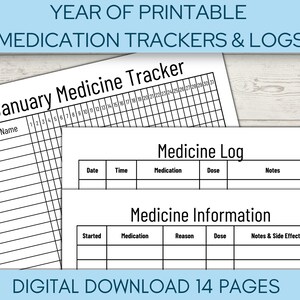 Printable Medication Tracker, Pill Log, Medication Log Printable, Print at Home Medication Tracker, Medicine and Supplement Tracking