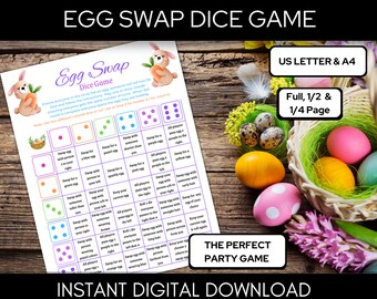 Easter Egg Swap Party Game, Easter Party Dice Game, Easter Egg Group Game, Printable Easter Game, Instant Download A4 & US Letter