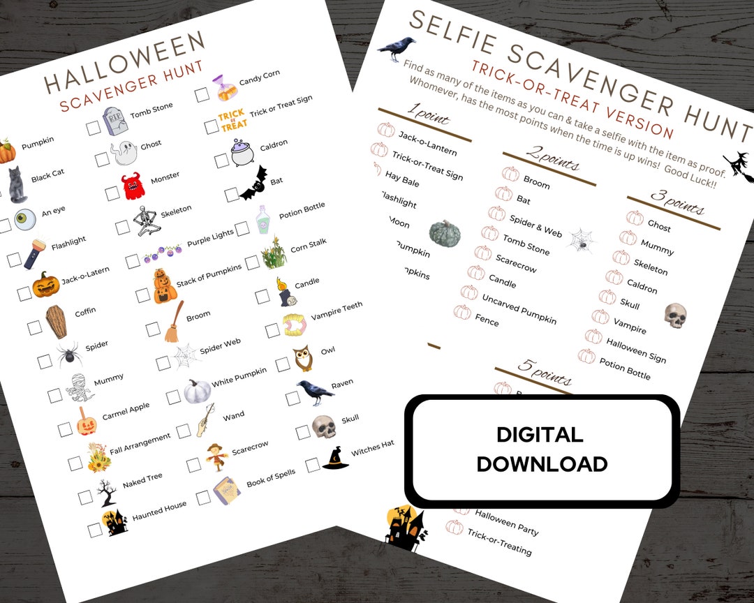 Halloween Scavenger Hunt Game, Photo Scavenger Hunt, Trick or Treat ...