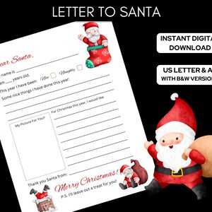 Druckbarer Brief an den Weihnachtsmann mit Wunschliste