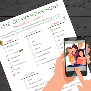 Christmas Photo Scavenger Hunt, Scavenger Hunt Printable, Christmas Party Game, Outdoor Scavenger Hunt, Christmas Phone Game