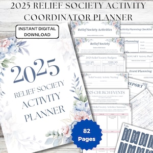 Planificador de actividades de la Sociedad de Socorro SUD 2025 con calendarios