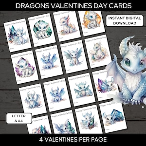 Cartes de Saint-Valentin Dragon, Saint-Valentin en classe Dragon, Saint-Valentin de classe, - Lettre américaine et A4