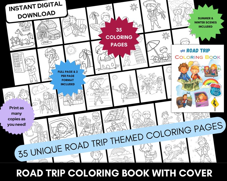 35 coloring pages for all seasons to keep hands busy on the road