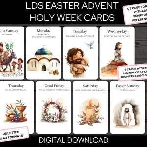 Tarjetas de Adviento de Pascua SUD, 1/2 página Semana Santa imprimible, Adviento de Pascua SUD, Tarjetas de Adviento de Semana Santa, Tarjetas de Escritura de Pascua, A4 y Carta de EE. UU.