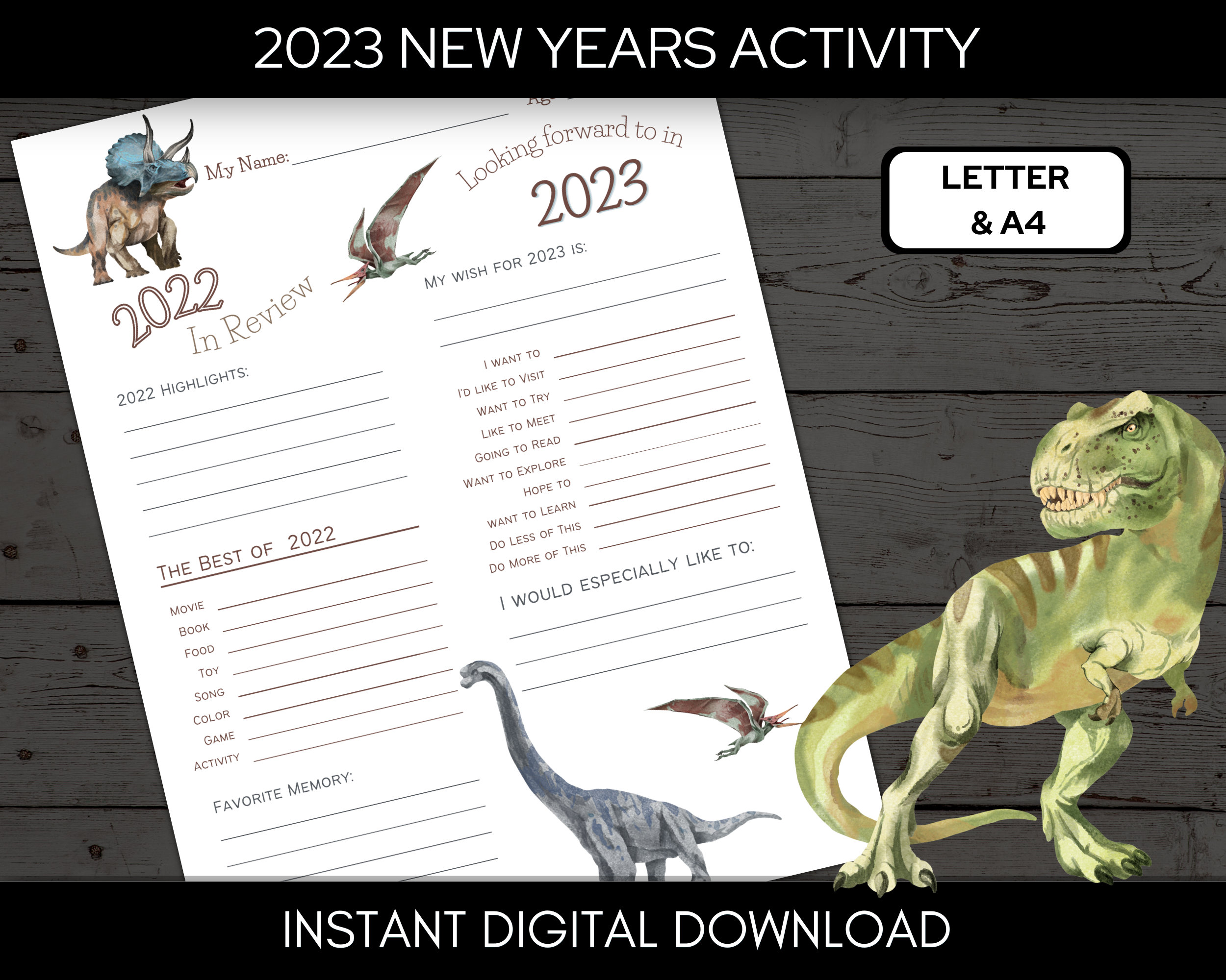 Kids Year in Review Printable New Years Activity 2023 New - Etsy
