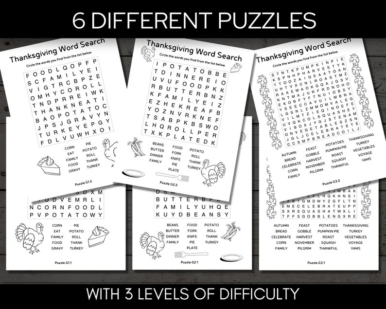 Thanksgiving Word Search Printable Games, Friendsgiving Games ...
