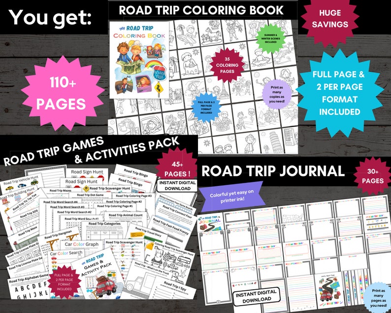 Ultimate Road Activities Pack, Kids Road Trip Games Printable, Family Road Trip Planner, Family Vacation Scavenger Hunt, Road Trip Bingo image 2