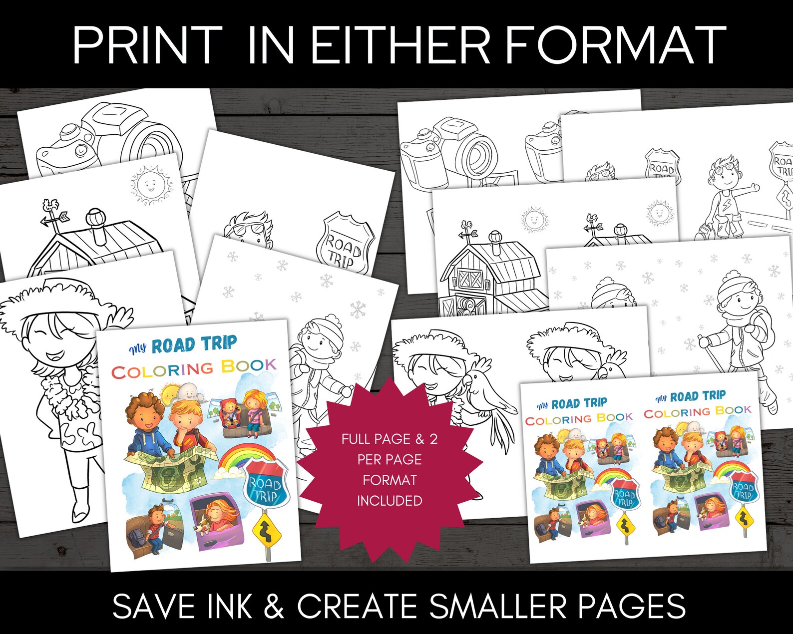 Road Trip Printable Coloring Book, Kids Travel Coloring Pages, Kids ...